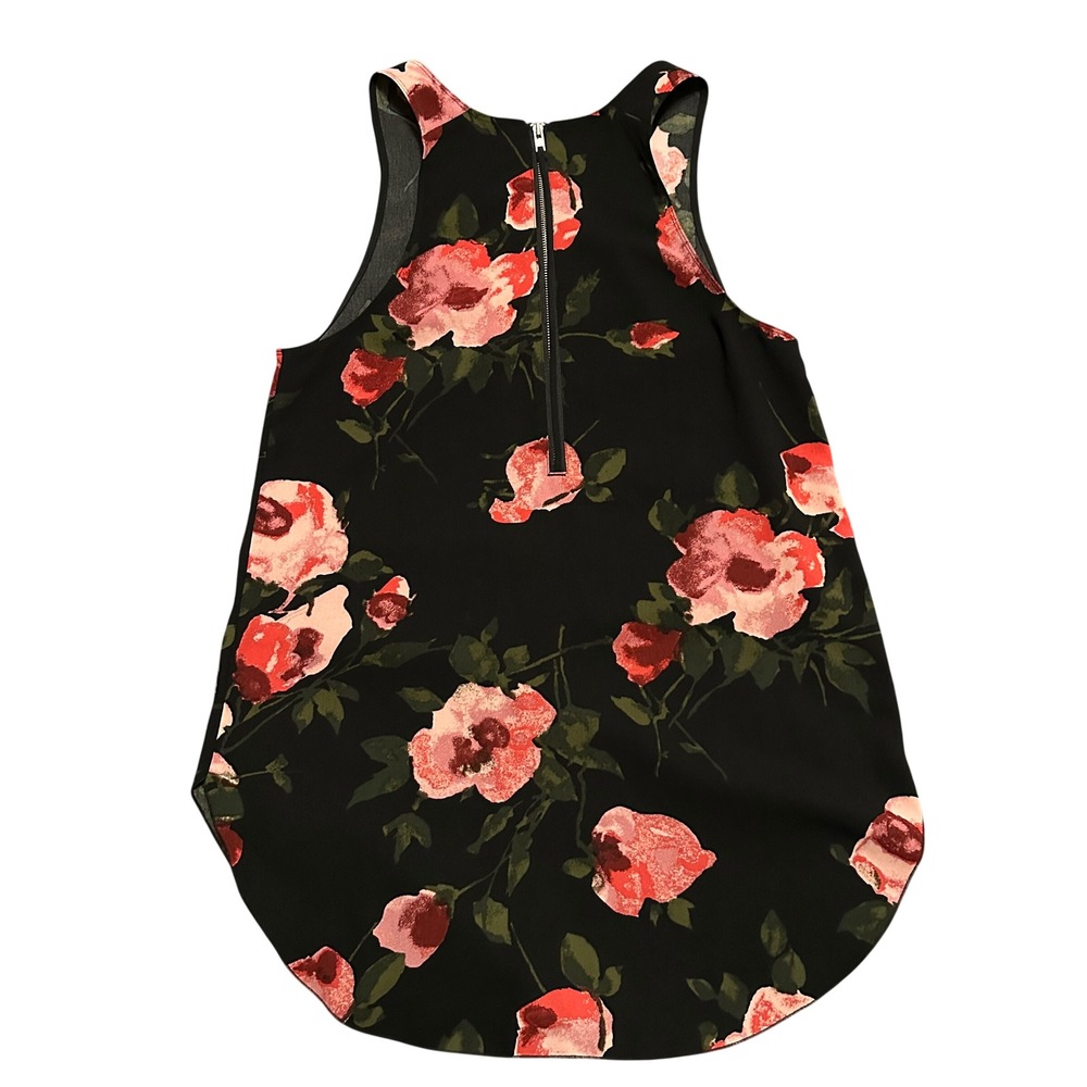 Wilfred Aritzia Sevres Floral Sleeveless Blouse Top Black Pink XS Romantic Chic - Picture 3 of 6